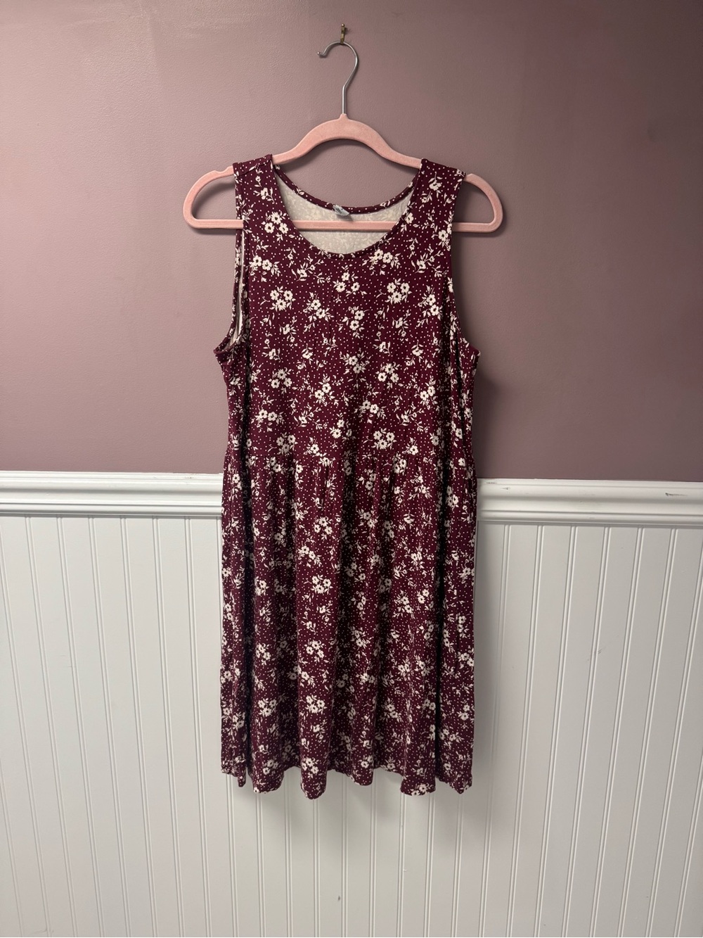 Old Navy Sleeveless Burgundy Floral Dress